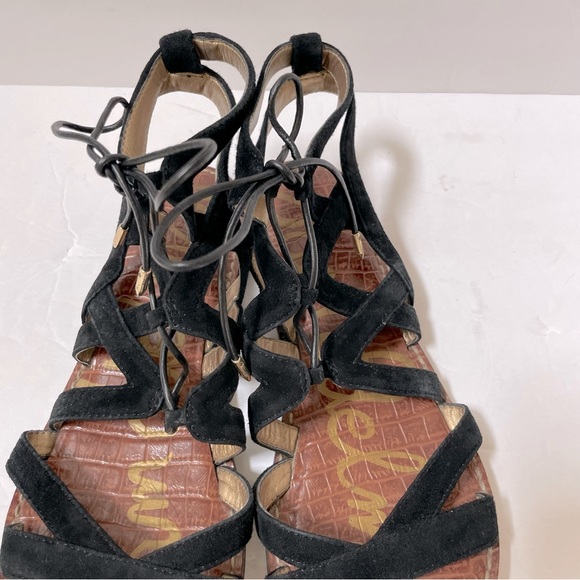Sam Edelman Gemma Black Suede Gladiator Sandals Size 7.5 - Picture 4 of 10